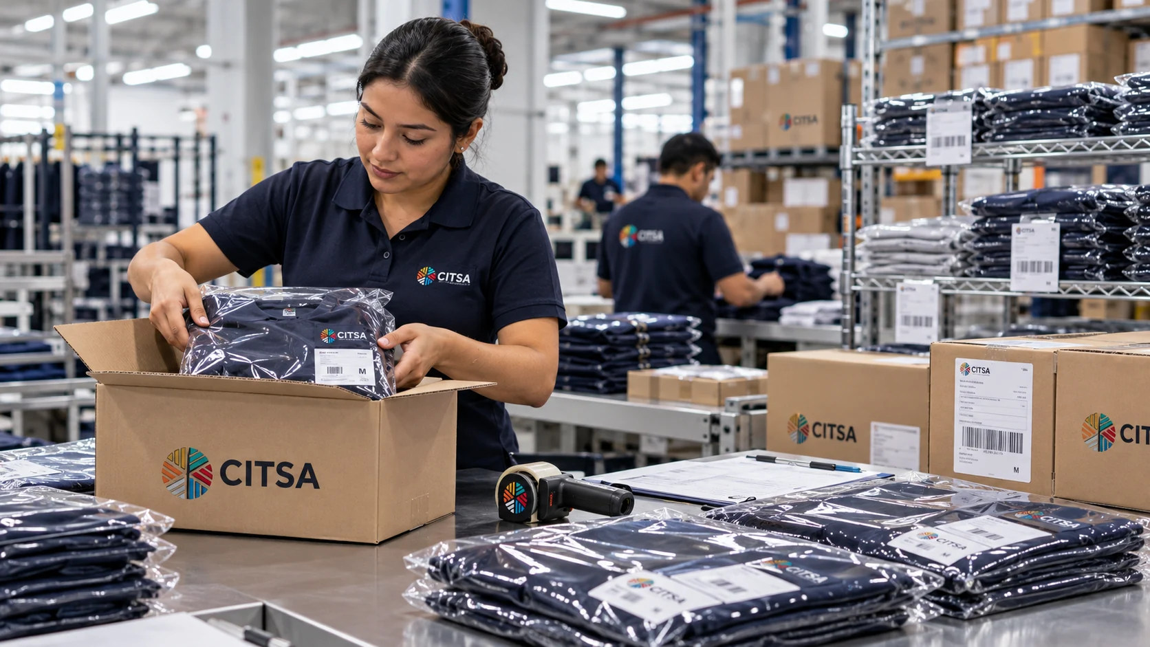 Preparación y empaque de uniformes CITSA para entrega